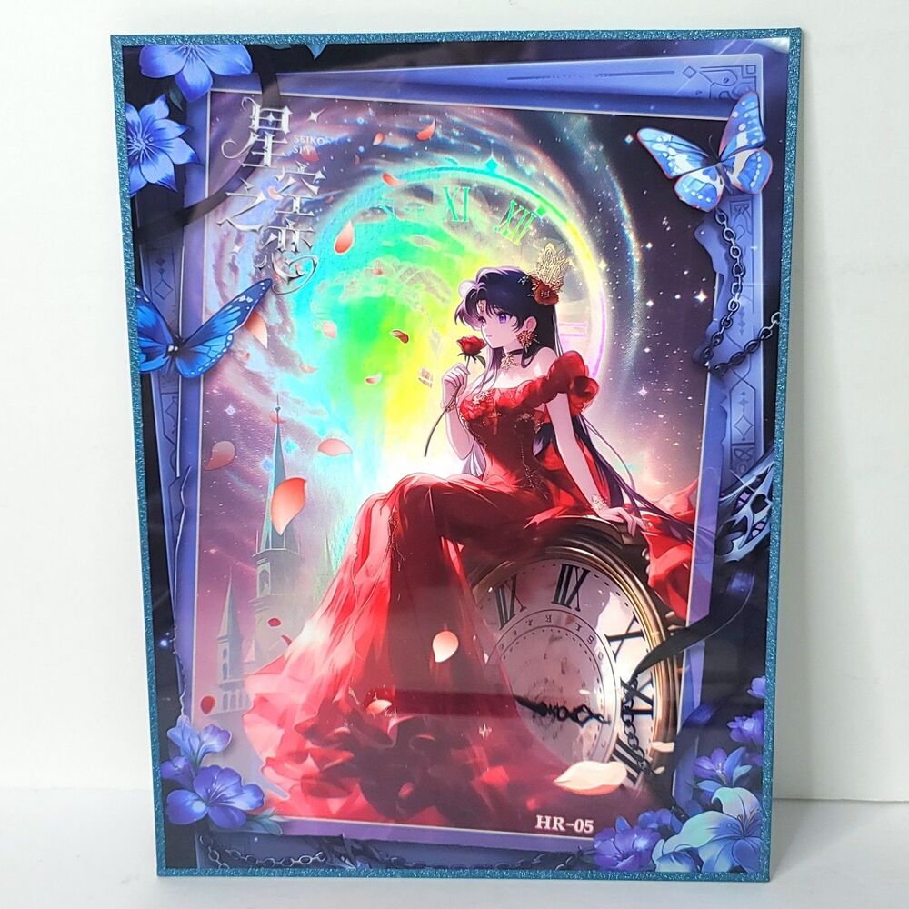Sailor Mars Moonlight Holo Waifu Card Anime Girl Wall Art Oversized Board A4